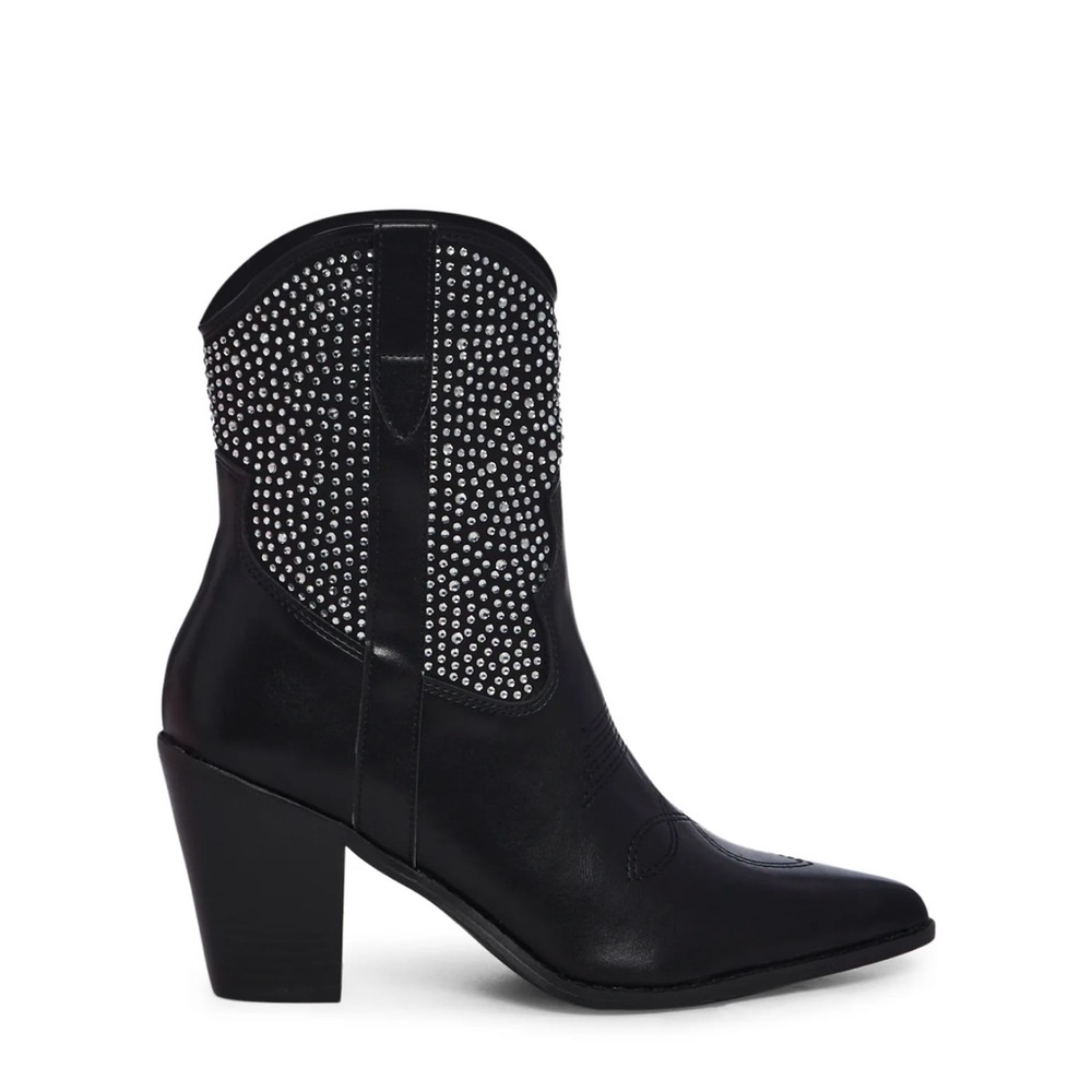 Black & Silver Studded Western Vegan Boots sz 8